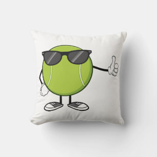 Coussin Balle de Tennis Souriante avec Lunettes de Soleil