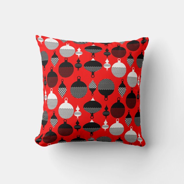Coussin Balle Décorative De Noël Rouge Et Noir (Recto)