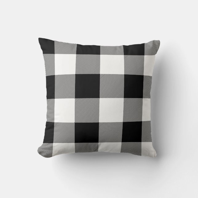 Coussin Balle noir et blanc rustique à contrôle Plaid (Recto)