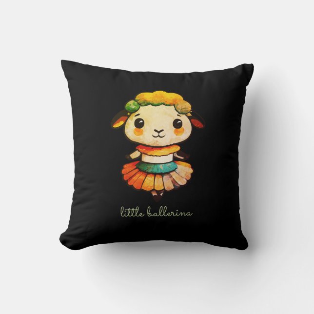 Coussin Ballerina aux moutons mignons (Recto)