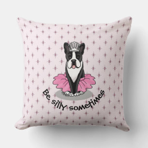 Coussin Ballerina Ballet Princess Boston Terrier (noir)