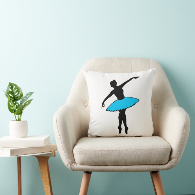 Coussin Ballerina Bleue Silhouette Danse En Pointe (Chaise)