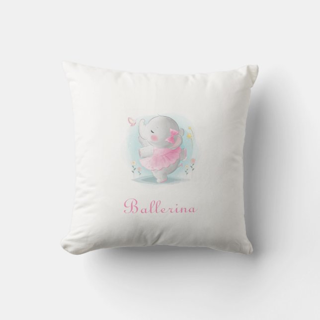 Coussin Ballerina Elephant Baby Girl Nursery Décor mignon (Recto)