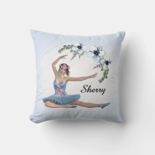 Coussin Ballerina en bleu Nom personnel