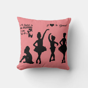 Coussin Ballerina jette l'oreiller en rose et noir.