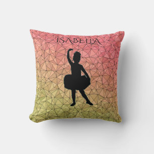 Coussin Ballerina lance l'oreiller avec nom personnalisé.
