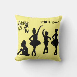 Coussin Ballerina lance l'oreiller en jaune et noir.