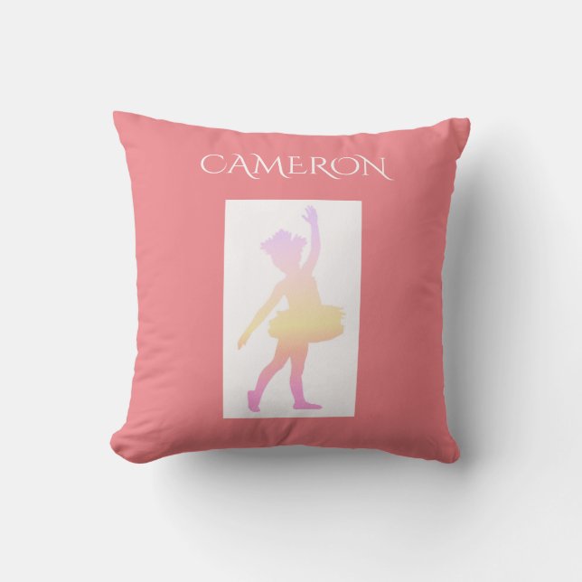 Coussin Ballerina lance l'oreiller. Nom personnalisé. (Recto)