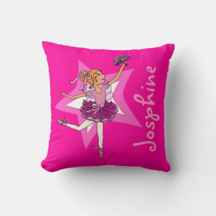 Coussin Ballerina rose fille cheveux rouges enfants "nommé
