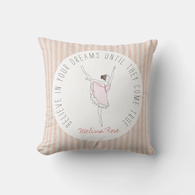 Coussin Ballerina rose Nom personnalisé Croyez les rêves r (Recto)
