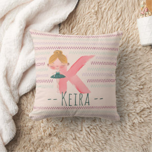 Coussin Ballerina rose pâle Monogramme K - Art personnalis