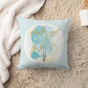 Coussin Ballerine à l'aquarelle abstraite en or joli