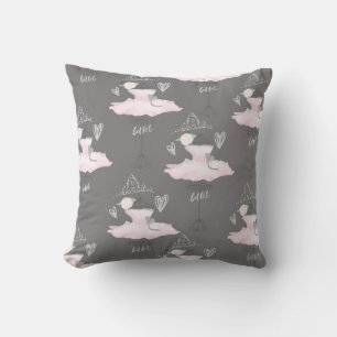 Coussin Ballerine de chambre de filles en rose et gris cou
