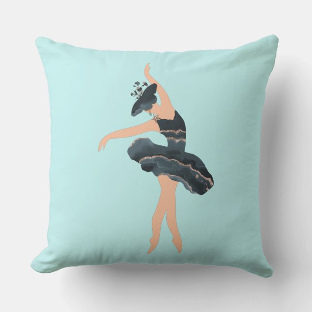 Coussin Ballerine papillon princesse bleu et jetez d'or p (Recto)