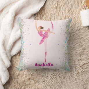 Coussin Ballerine Personnalisée avec Paillettes Roses Fant