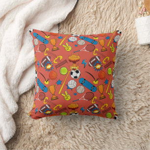 Coussin Balles de sport rétro de bande dessinée