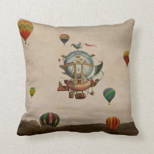 Coussin Ballon à air chaud, voyage de Minerve 1803 de La