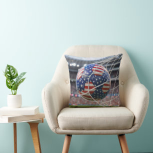 Coussin Ballon de football avec drapeau américain dans le