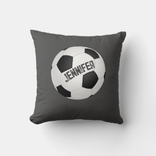 Coussin ballon de football personnalisé fusain gris