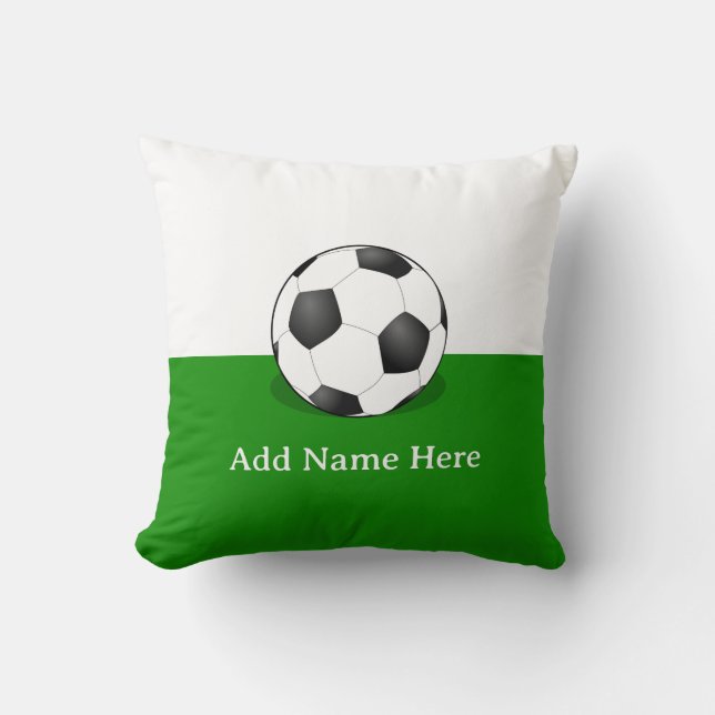 Coussin Ballon de football sur fond blanc et vert (Recto)