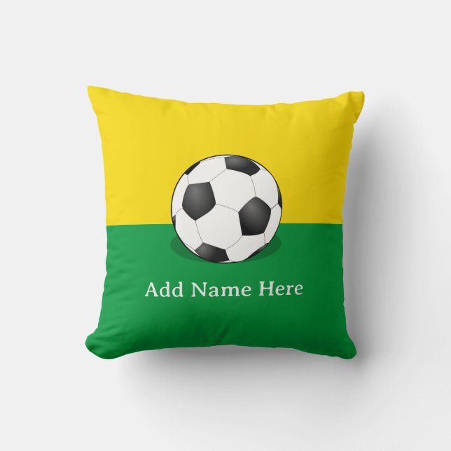 Coussin Ballon de football sur fond jaune et vert (Recto)