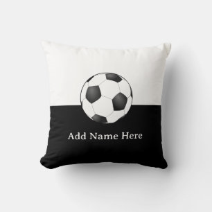Coussin Ballon de football sur fond noir et blanc