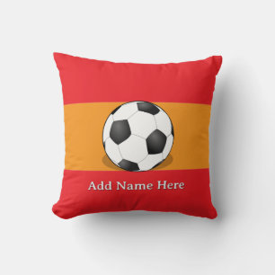 Coussin Ballon de football sur fond rouge et orange
