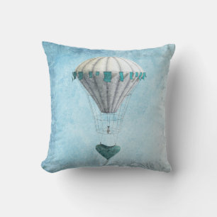 Coussin Ballon en forme de cœur bleu vintage