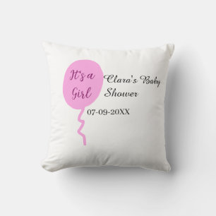 Coussin Ballon rose c'est une fille baby shower ajouter no