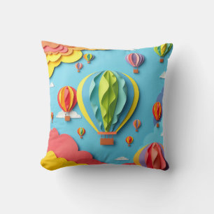 Coussin Ballons à Air Chaud Colorés Motif Ciel
