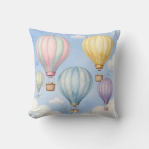 Coussin Ballons à Air Chaud Pastel dans le Ciel
