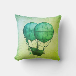 Coussin Ballons à air chaud Steampunk avec vert de navire