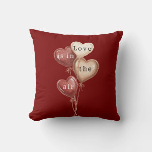 Coussin Ballons Cœur Crème Rouge Amour dans l'air