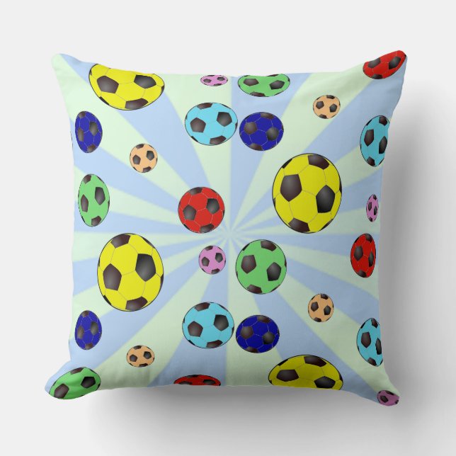 Coussin Ballons de Football de Plusieurs Couleurs (Recto)