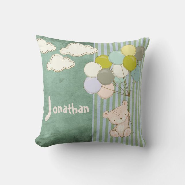 Coussin Ballons d'ours mignons Typographie rustique Aquare (Recto)