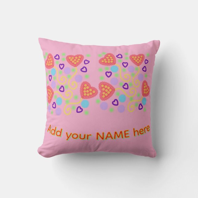 Coussin Ballons en forme de cœur au pointillisme fantaisis (Recto)