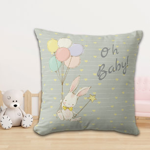 Coussin Ballons et fleurs de lapin en gros bébé