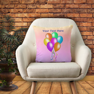 Coussin Ballons Festifs Lumineux avec Rubans sur Pastels