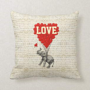 Coussin Ballons romantiques d'éléphant et de coeur