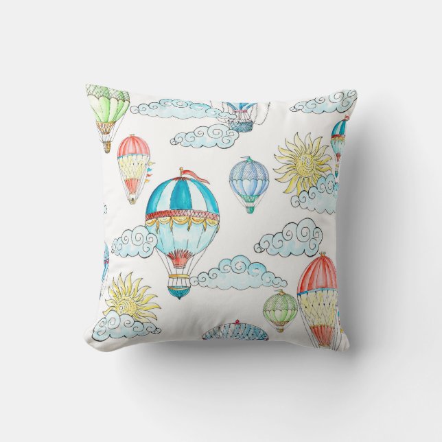 Coussin Ballons vintages : Aquarelle Whimsical sans joint. (Recto)