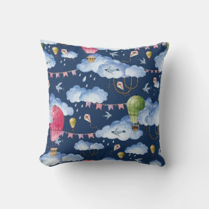 Coussin Ballons Whimsical : Motif de nuage d'aquarelle