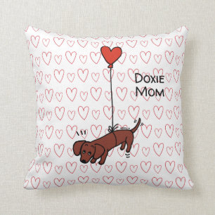 Coussin Balloon de coeur de Red Smooth Dachshund