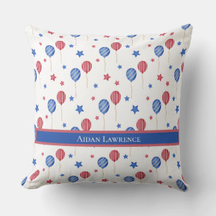 Coussin Balloons personnalisés du 4 juillet Bleus Red Star