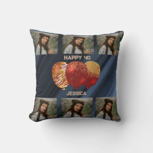 Coussin Balloons Rouges Pailletés Or 7 Photos Anniversaire
