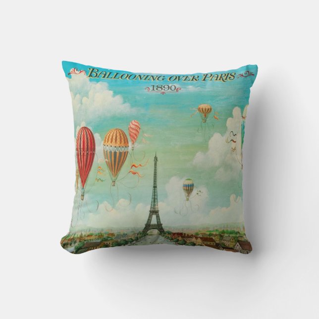 Coussin Balloquer sur Paris Art Vintage voyage (Recto)