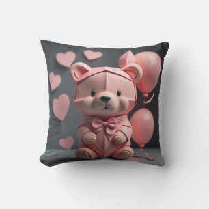 Coussin Ballotte à ours rose
