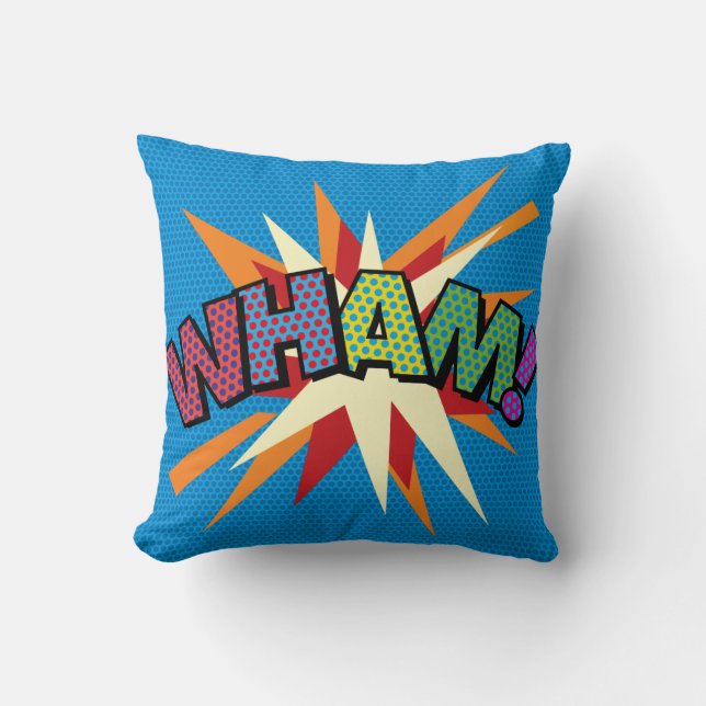 Coussin BAM COUP Fun Moderne Cool Bande Dessinée Pop Art (Recto)
