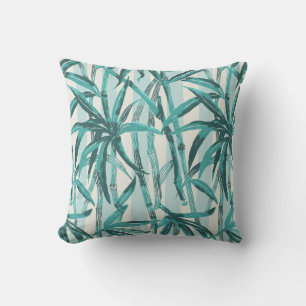 Coussin Bamboo Jungle Hawaiian Stripe - Turquoise et Aqua