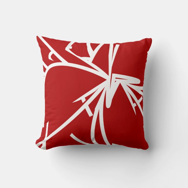 Coussin Bambou Abstrait rouge et blanc (Recto)