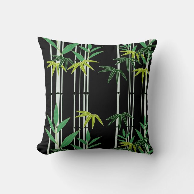 Coussin Bambou sur noir (Recto)